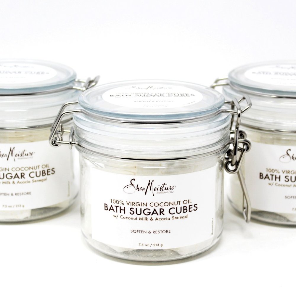 3pk- Shea Moisture 100% Virgin Coconut Oil Bath Sugar Cubes Coconut Milk Acacia - Picture 2 of 13